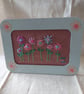Hand embroidered flowers small upcycled painted picture frame  - Image 1