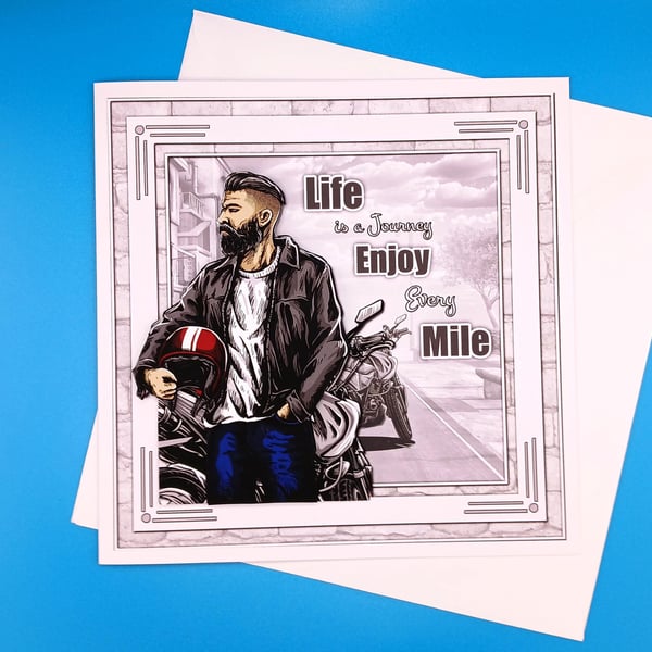 Birthday Card, Motorbike, Decoupage, Husband, Brother