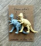 Upcycled Pastel Grey and Yellow Oviraptor Dinosaur Earrings