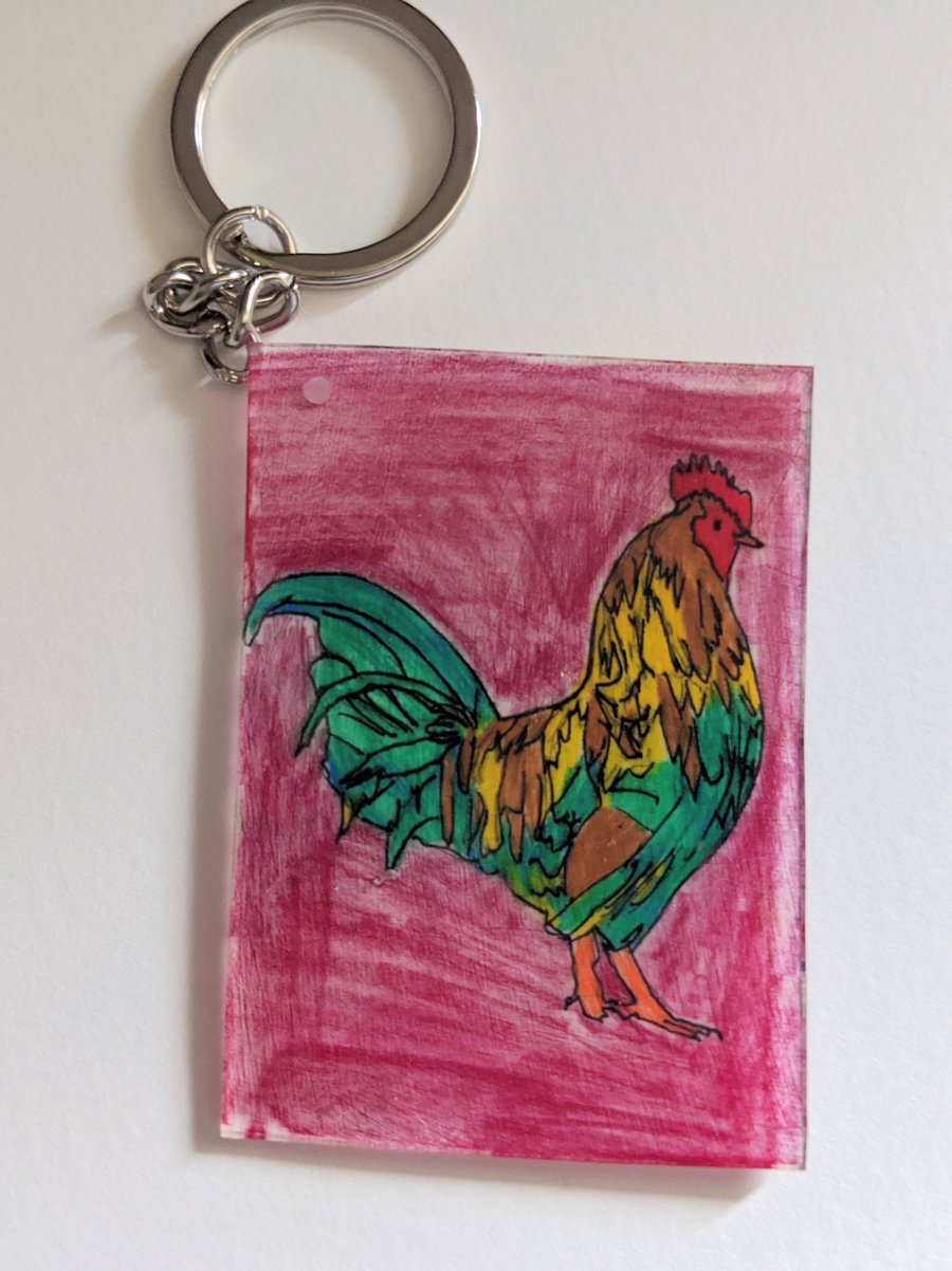 Handmade keyring chicken, rooster, cockeral or custom design - CHICK