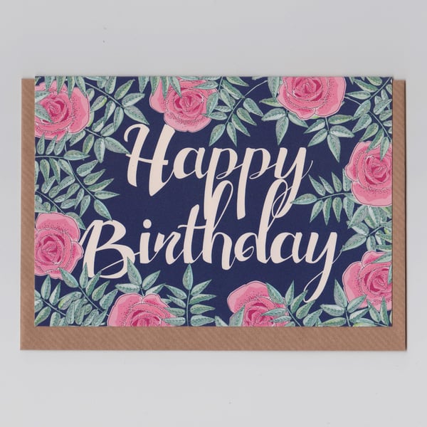 Happy Birthday Card - Roses