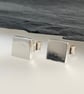 Chunky Sterling Silver Square Ear Stud Earrings 6mm - Plain-Smooth - Handmade - Image 3
