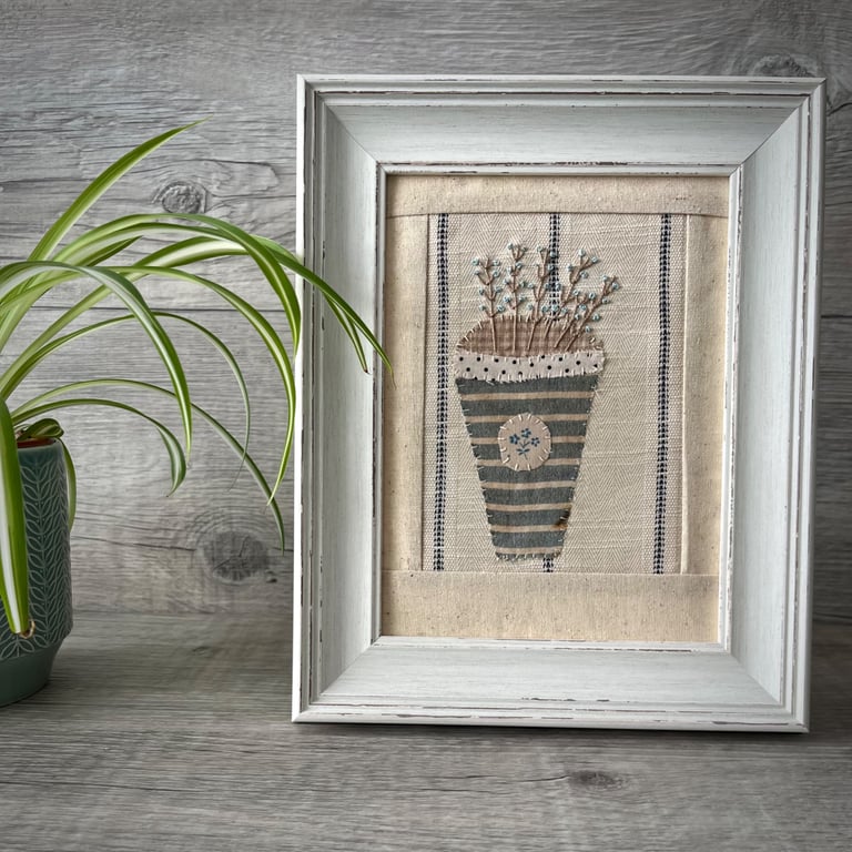 Hand Embroidered Framed Seadhead Picture