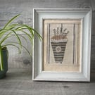 Hand Embroidered Framed Seadhead Picture