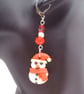Clay Snowman Pendant on a Red and White Beaded Necklace and Earrings - Image 6