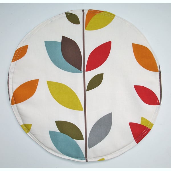 Round Placemat Table Mat Leaves Red Orange Green Grey Blue Charger Tablemat