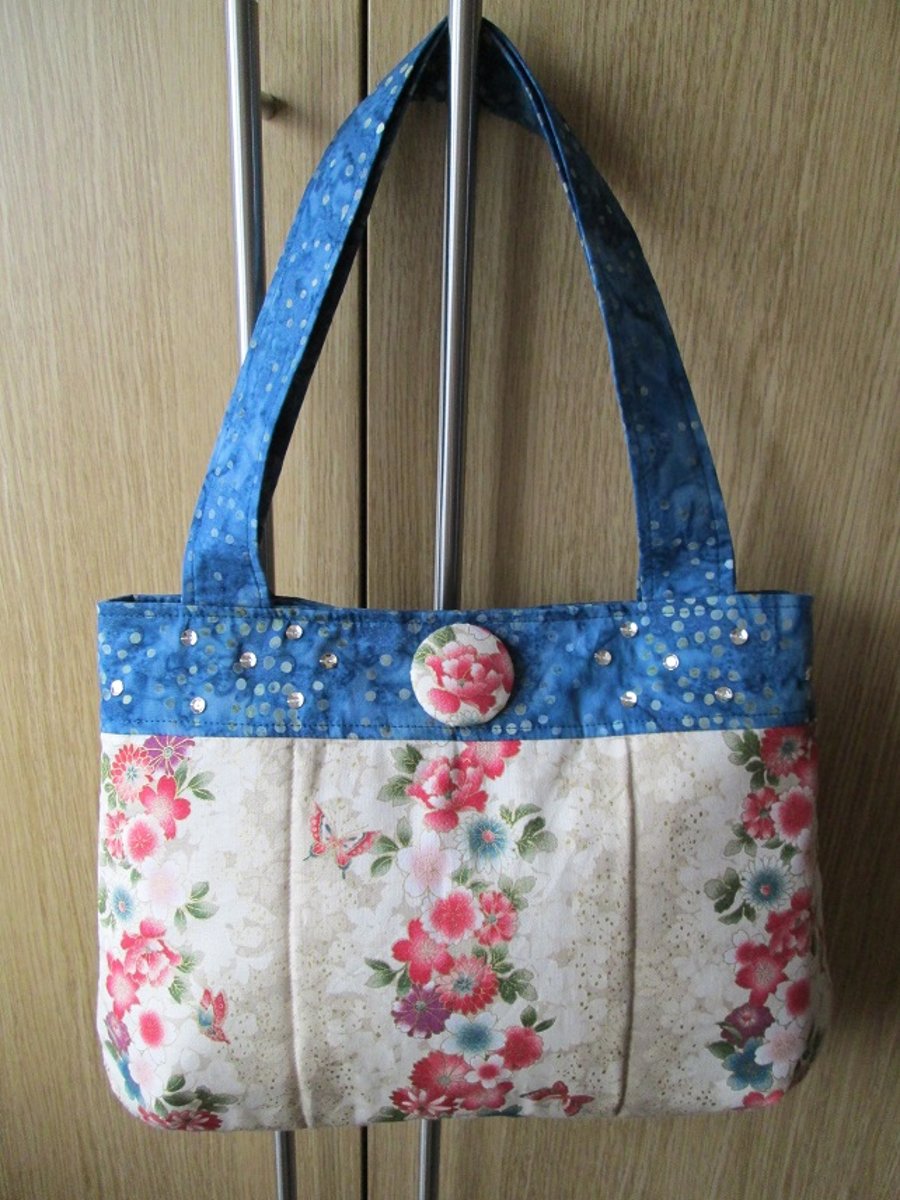 Summery Oriental Floral Stripe Handbag