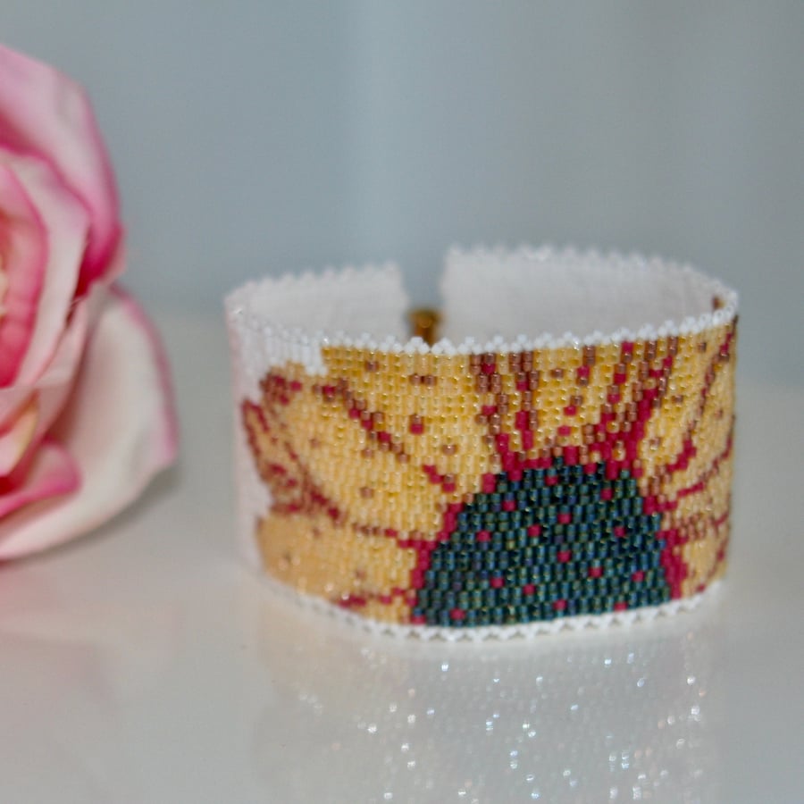 Sunflower beadwork bracelet