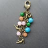 Cat Lovers Bag Charm With 3 Little Cat Charms
