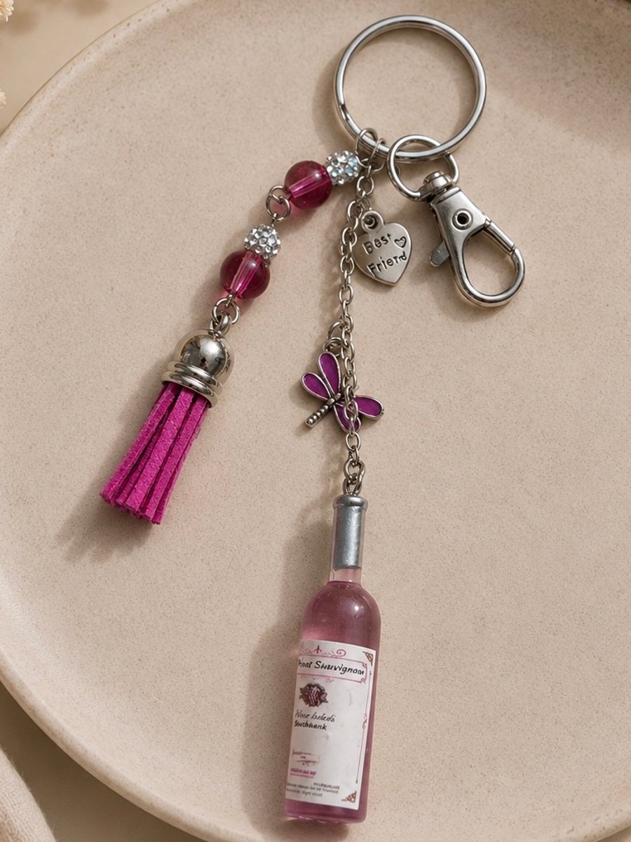 Image of Rosé Wine  Best Friend Bag Charm & Keyring 
