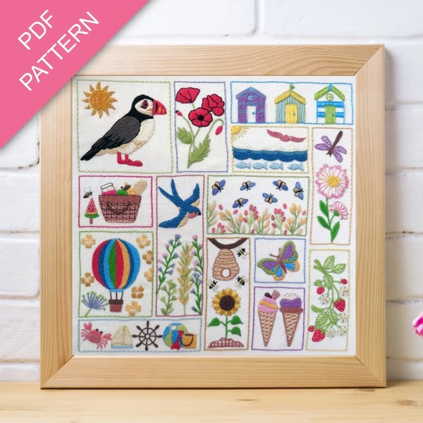 Summer Splendour, Hand Embroidery PDF Pattern