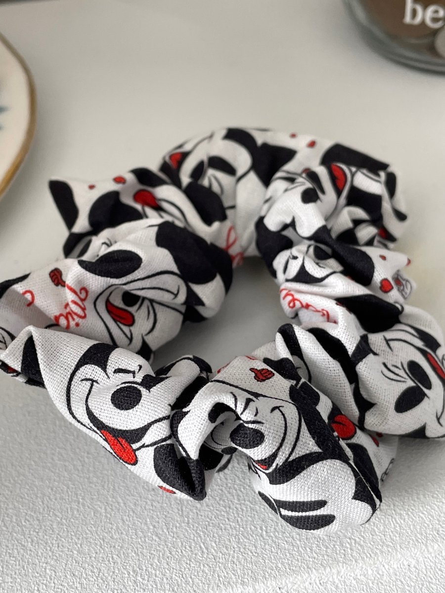 Handmade Mickey Mouse themed scrunchie hair band
