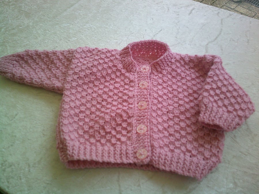 18 inch Pink Round Neck Cardigan