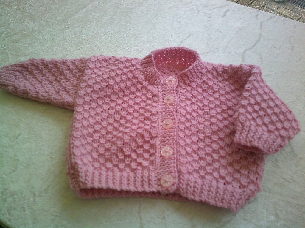18 inch Pink Round Neck Cardigan