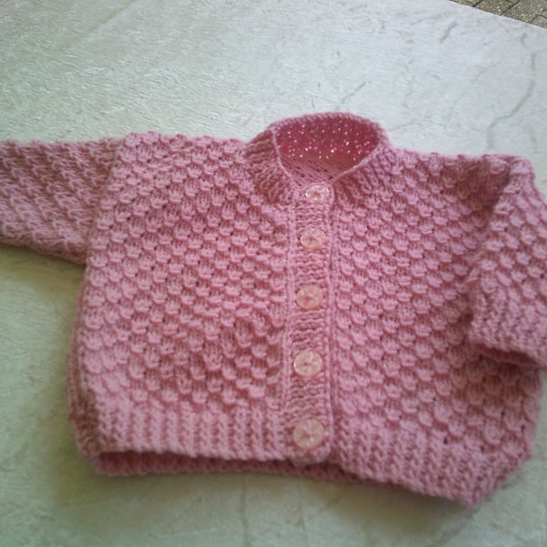 18 inch Pink Round Neck Cardigan
