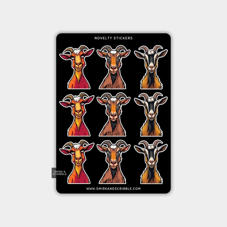 Funny Vinyl Sticker Sheet For Adults - Grumpy Goat