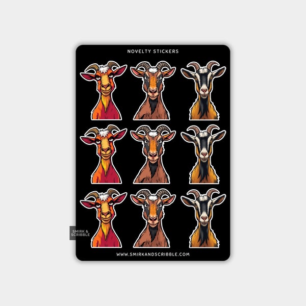 Funny Vinyl Sticker Sheet For Adults - Grumpy Goat