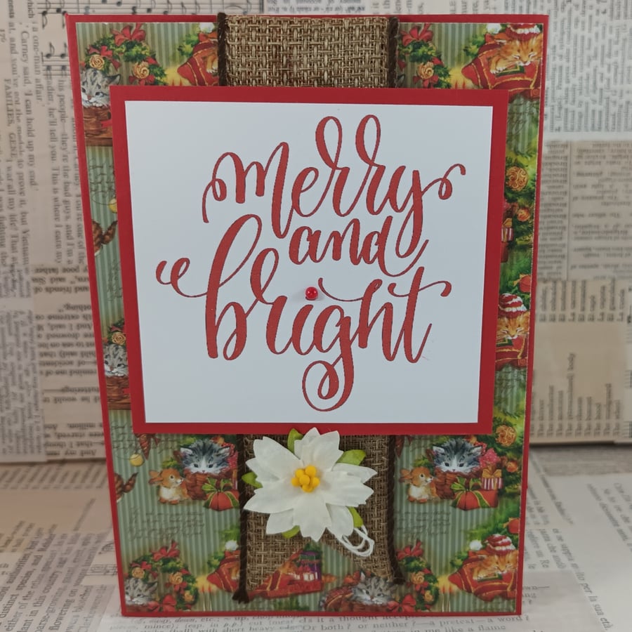 Merry and Bright handmade Christmas card