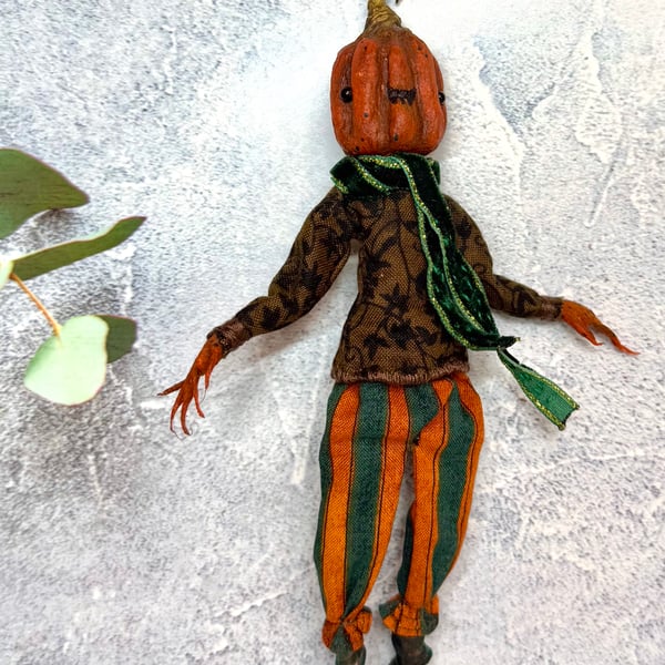 Spun Cotton Pumpkin Art Doll