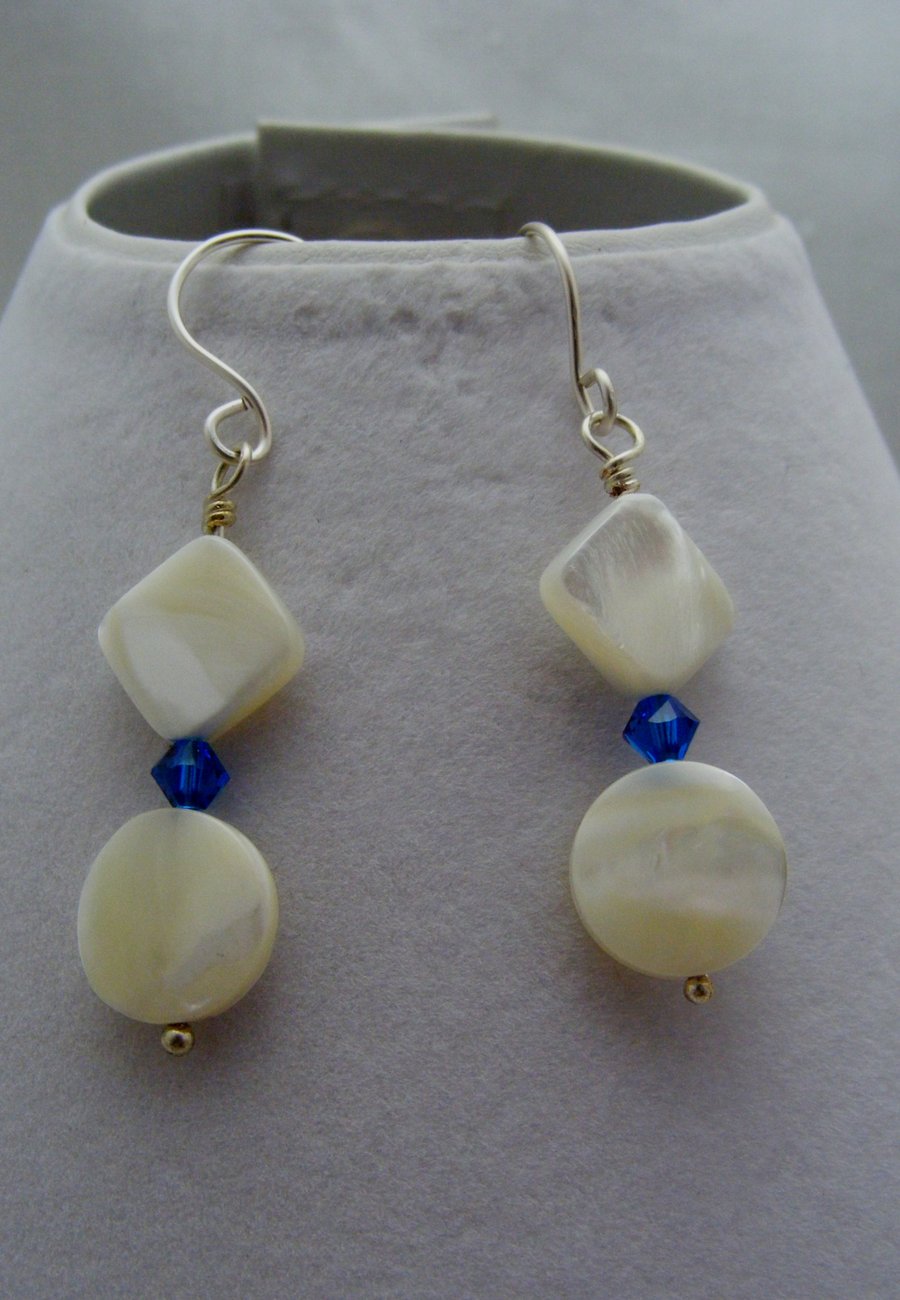 Mother of Pearl and Crystal Earrings