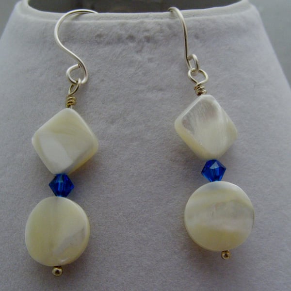 Mother of Pearl and Crystal Earrings
