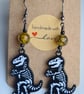 Quirky Dinosaur Earrings - T Rex Skelly design 1 - Image 5