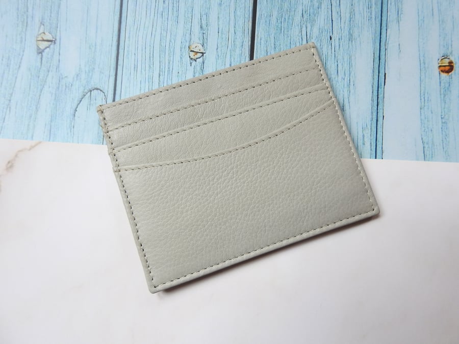  Leather Card Holder, Grey Leather Card Holder, Grey Card Case, Ladies Card Case