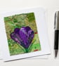 Up-cycled embroidered spring crocus garden card small artwork. - Image 2