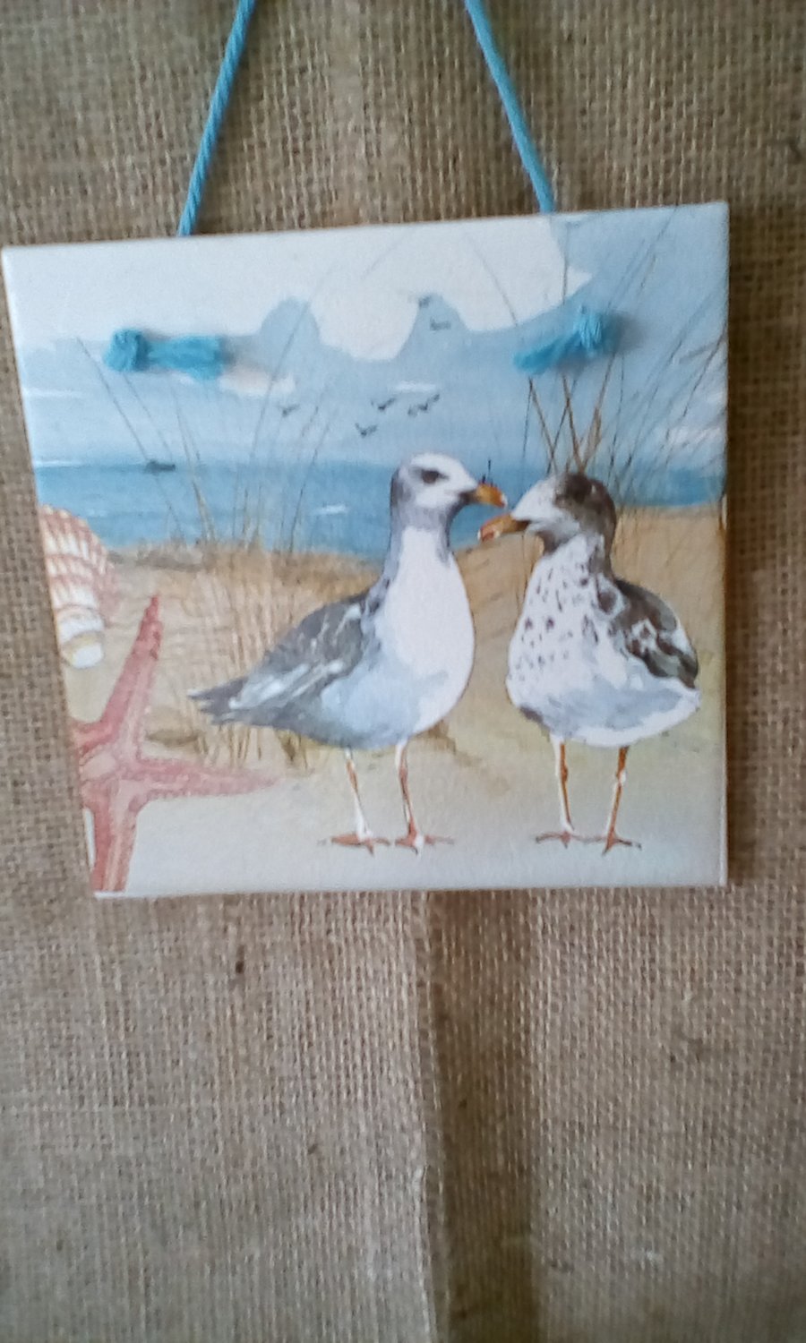Decoupage Wall Tile  Coastal Inspired Sea Gulls 