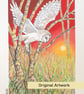 Barn Owl Flight through the Trees, sunset owl artwork, bird wall art - Image 6