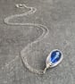 Cobalt blue teardrop necklace, Sterling silver chain - Image 7
