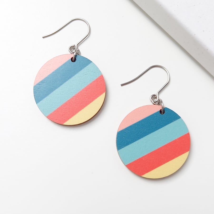 SECONDS SUNDAY Colourful Florida Statement Wooden Earrings