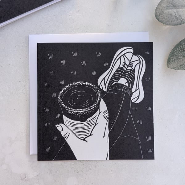 Coffee Cup Greetings Card, Mindfulness Note Card