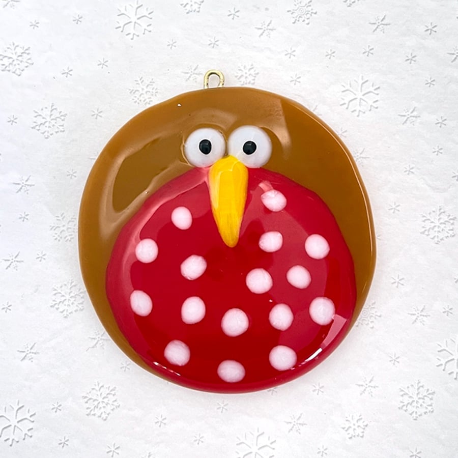 Fused Glass Robin Decoration