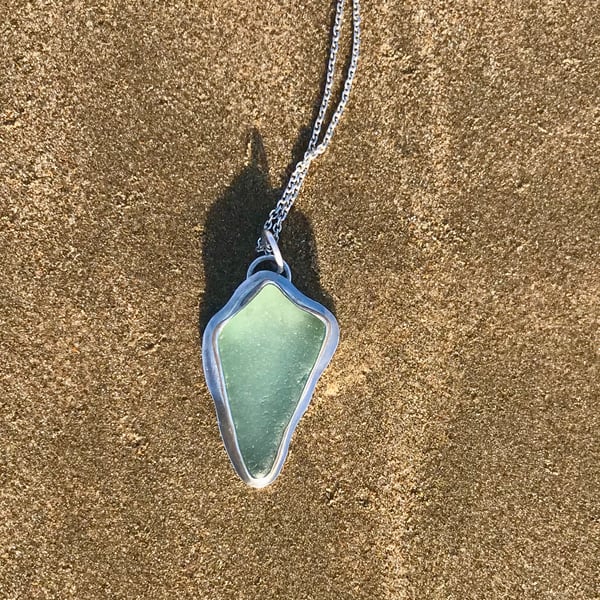 Handmade 925 Sterling Silver Pendant Necklace - Unique Jewellery with Sea Glass