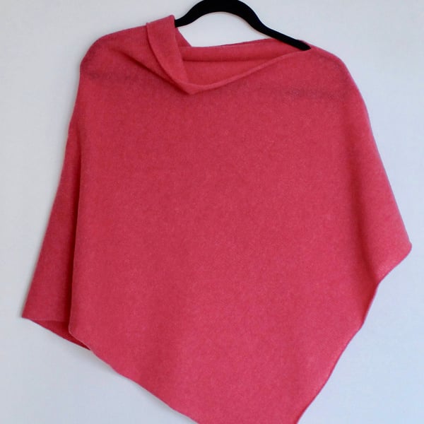 Soft Merino Lambswool fuchsia pink poncho