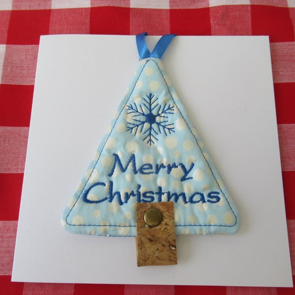 Christmas Tree Embroidered Hanging Decoration Keepsake Card