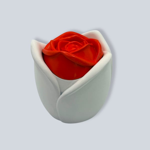 Small Red rose jewellery box, rose flower trinket pot