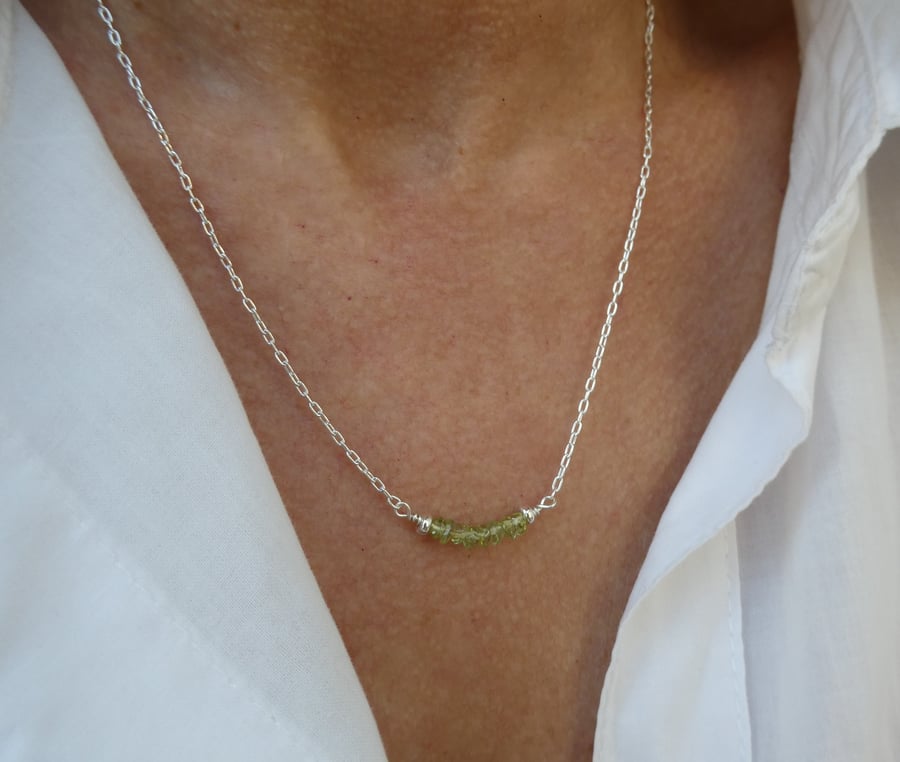 Sterling silver peridot gemstone necklace