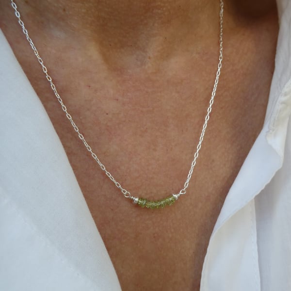 Sterling silver peridot gemstone necklace