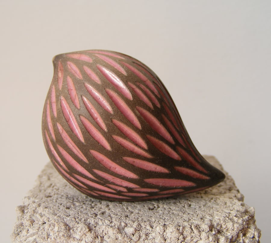 Pink carved raku baby bird