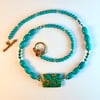 Turquoise Necklace With Swarovski Crystals - Handmade In Devon