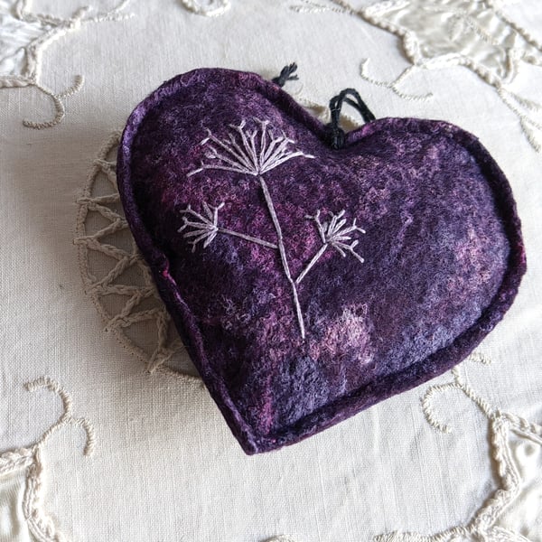 Large lavender heart in shades of dark purple