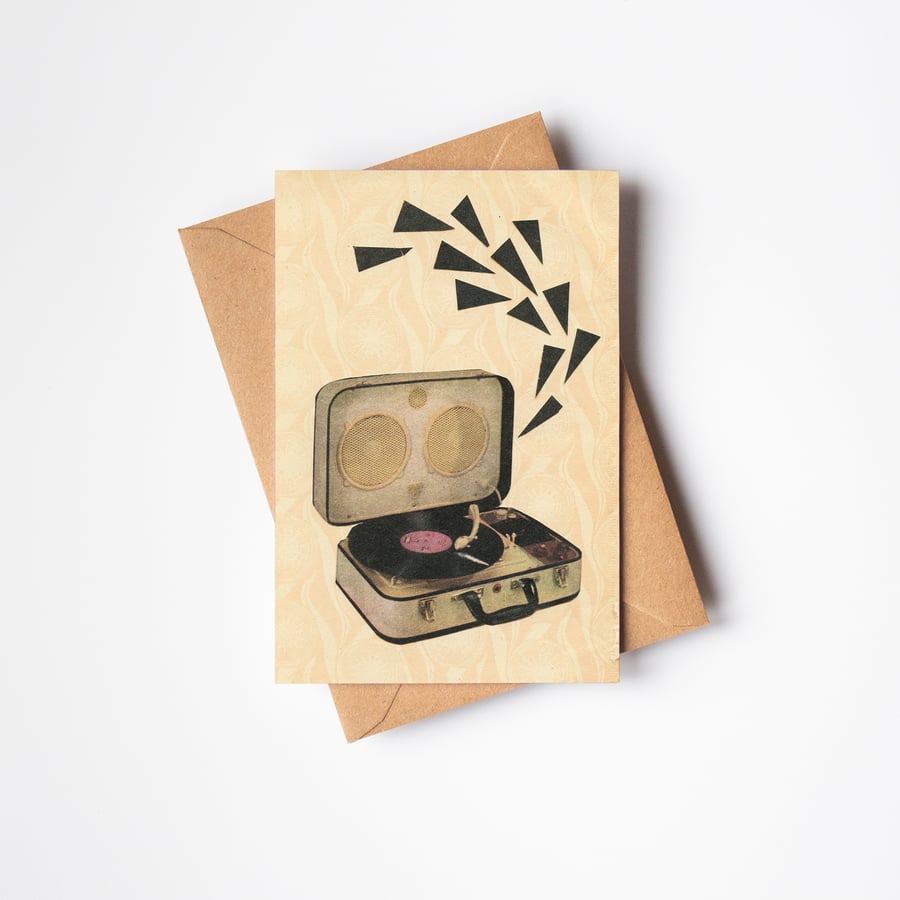 Record Player Greeting Card - Pop