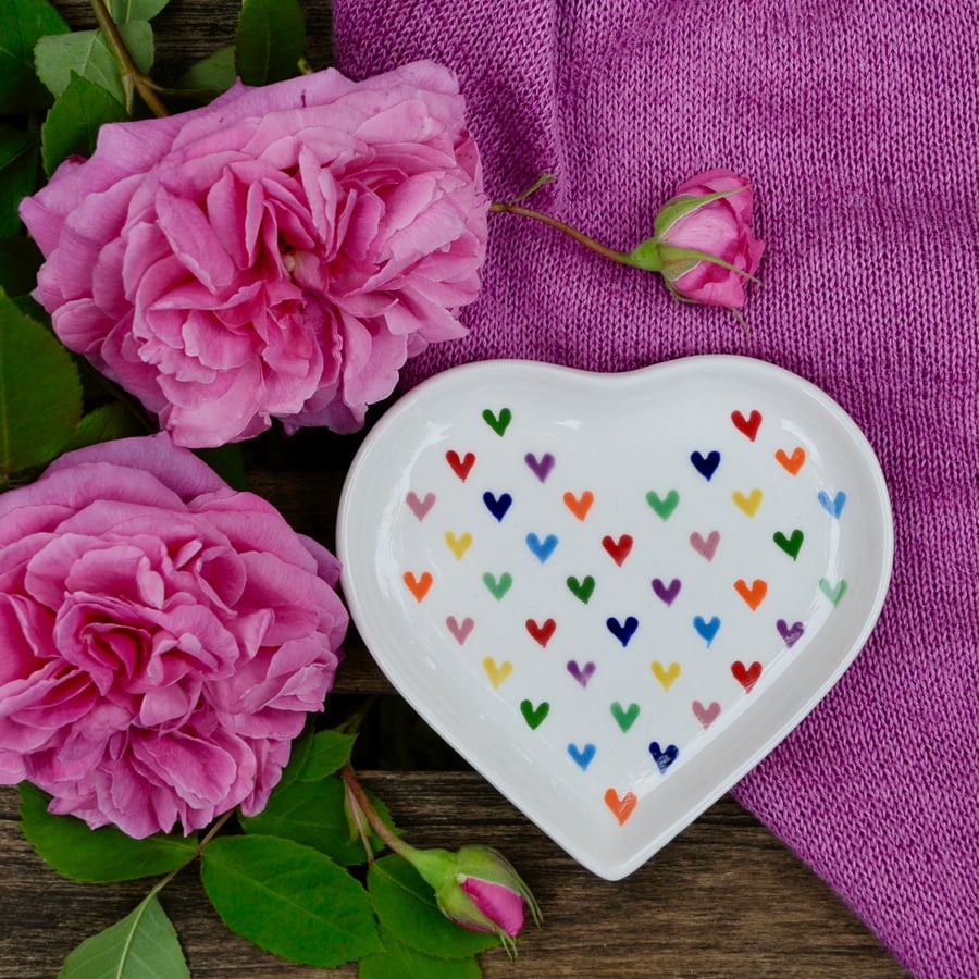Love Hearts Heart Dish - Hand Painted