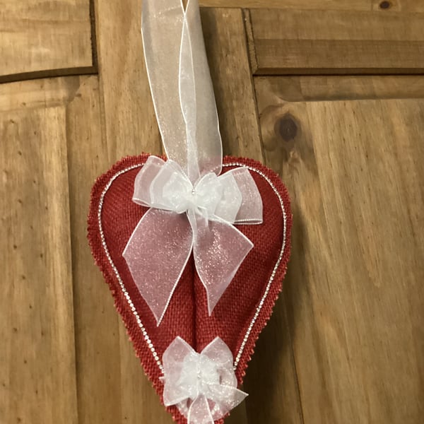 Valentine red hessian heart