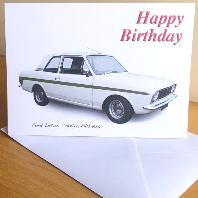 Ford Lotus Cortina Mk2 1969 - Greeting Cards For the Enthusiast
