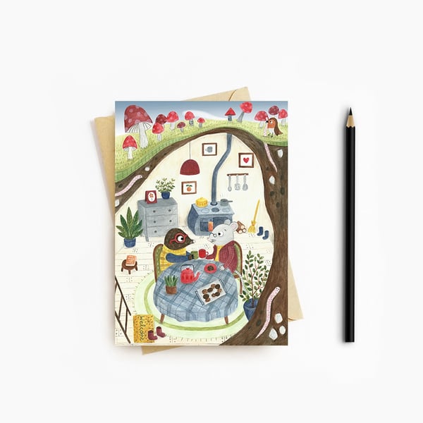 Mouse and Mole Card - Blank Card - Greeting Card