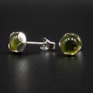 Peridot and sterling silver handmade gemstone 5mm stud earrings : Libra gift