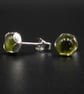 Peridot and sterling silver handmade gemstone leaf earrings : Libra gift - Image 7